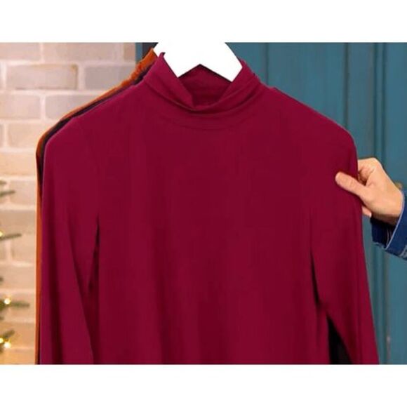 Susan Graver Womens 3X Modern Essentials Liquid Knit Turtleneck Black Hi Low NWT - Picture 7 of 7